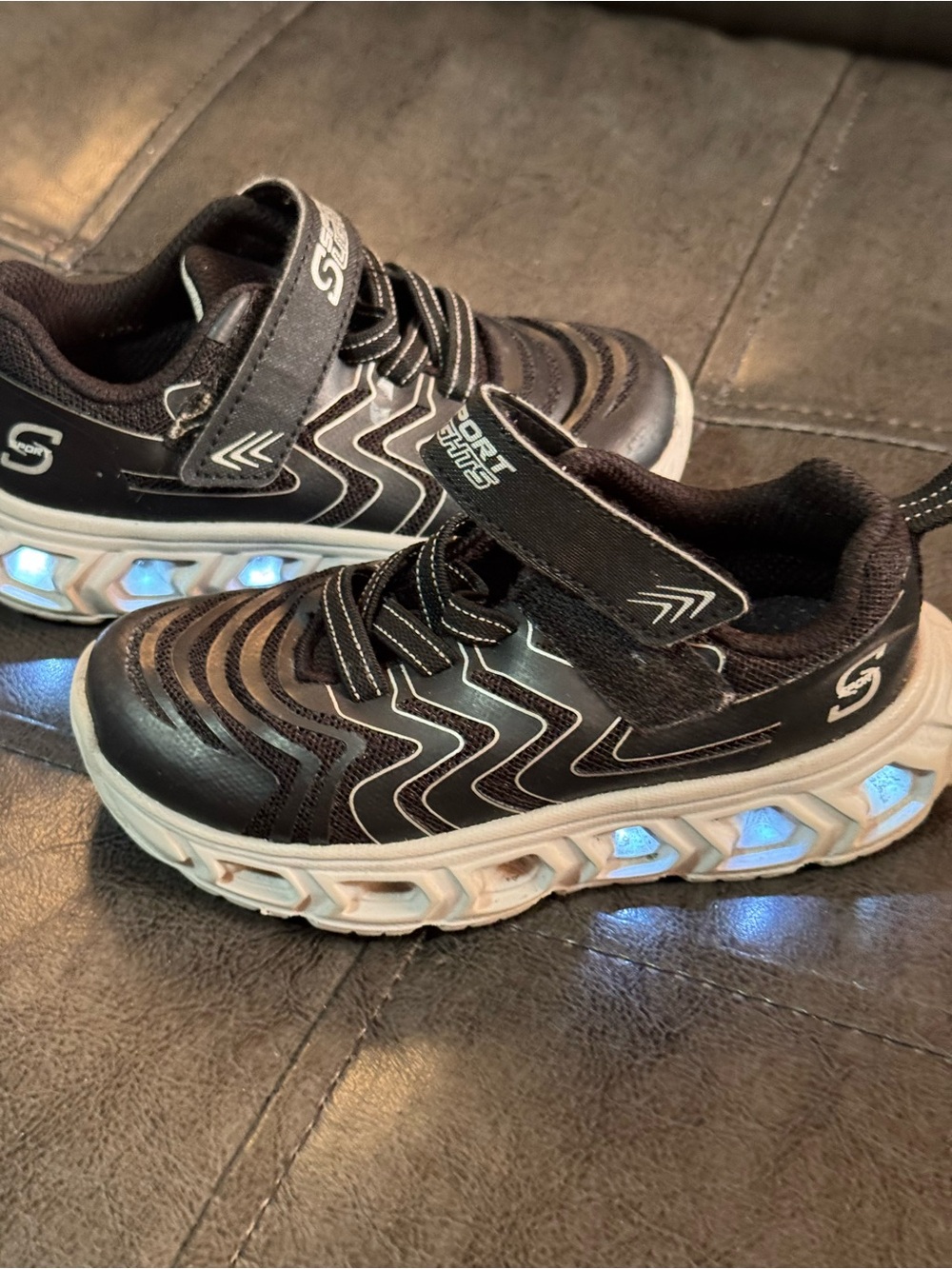Skechers Black and White Light-Up Kids Sneakers